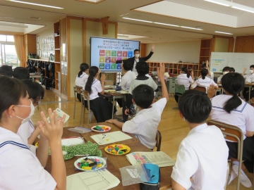 写真：飛島学園　SDGｓをテーマにした縦割り「なかよし会」・SDGs出前授業