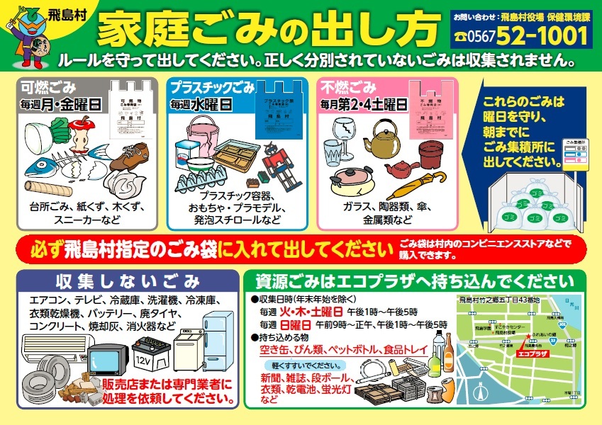 イラスト：家庭ごみの出し方