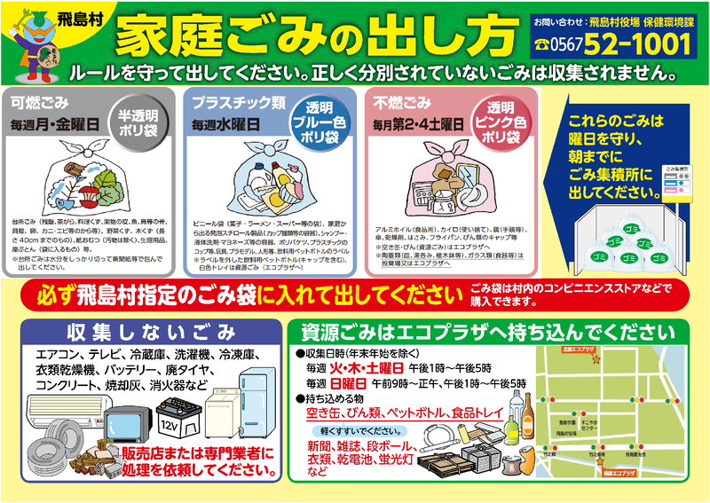 イラスト：家庭ごみの出し方