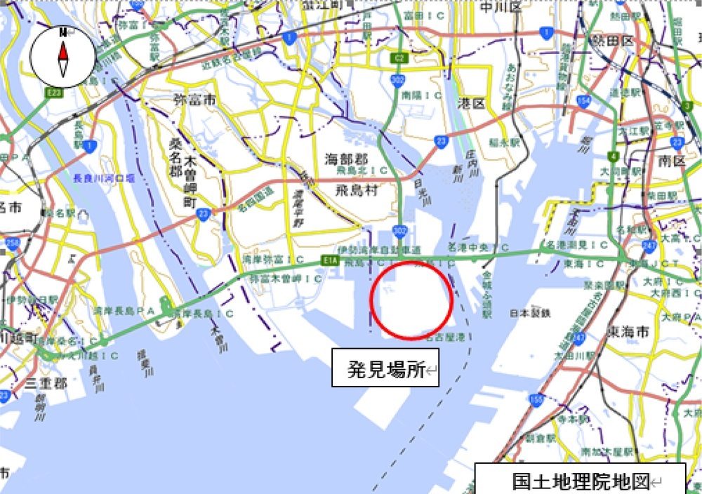 地図:アカカミアリが発見された場所