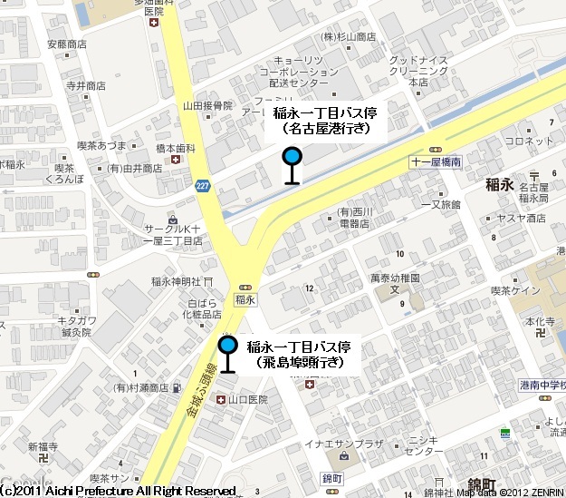 地図：稲永一丁目バス停