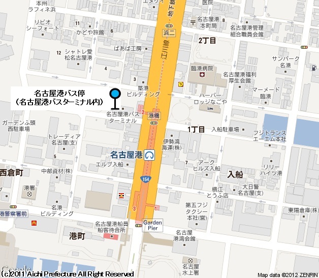 地図：名古屋港バス停