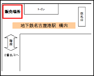 地図：地下鉄名古屋港駅構内　2番出口付近